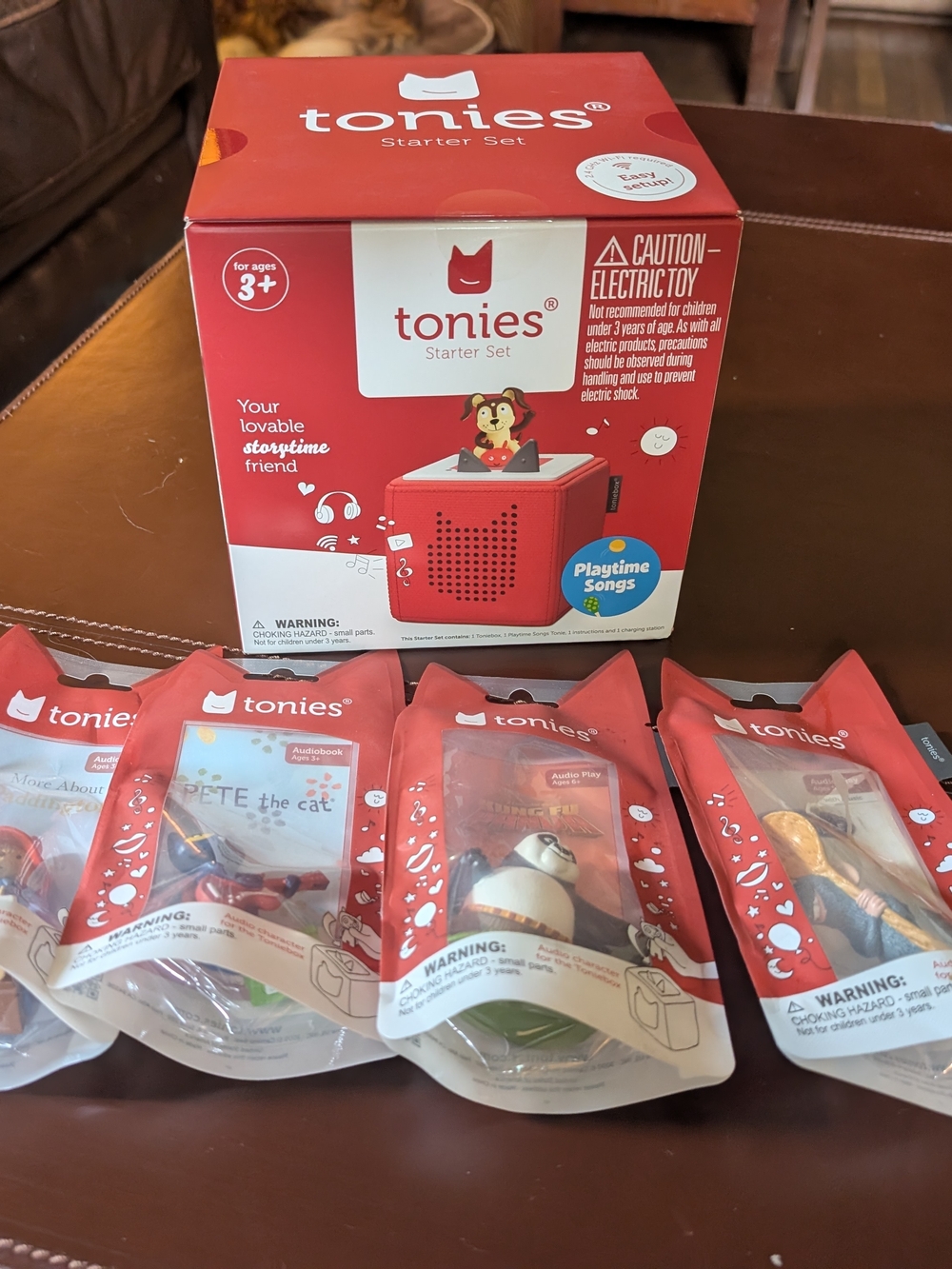 Tonies Starter Set with 4 Playtime Songs Tonie Figures - Red
